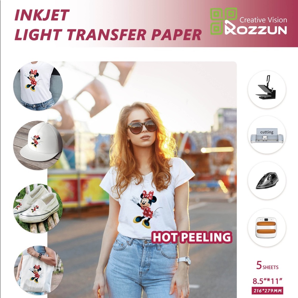 Inkjet  Iron-On  Transfers Paper for light Fabrics 10 Sheets